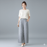 Airy Linen Blend Wide - Leg Women Trouser - Smgarment's